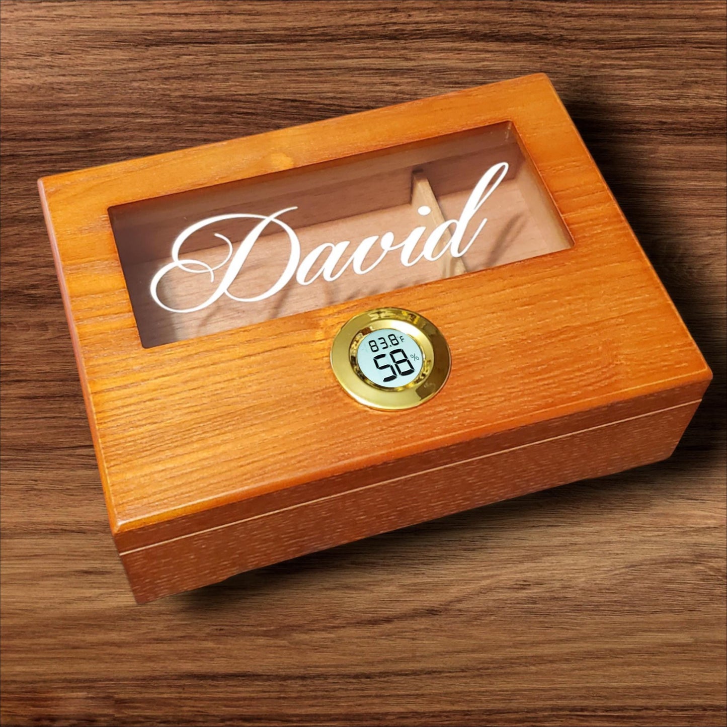 Personalized Cigar Humidor Box ,Cigarette or Tobacco Box, Elegant Cedar Box, Next Day Shipping, US Seller, Employee Appreciation Gift,