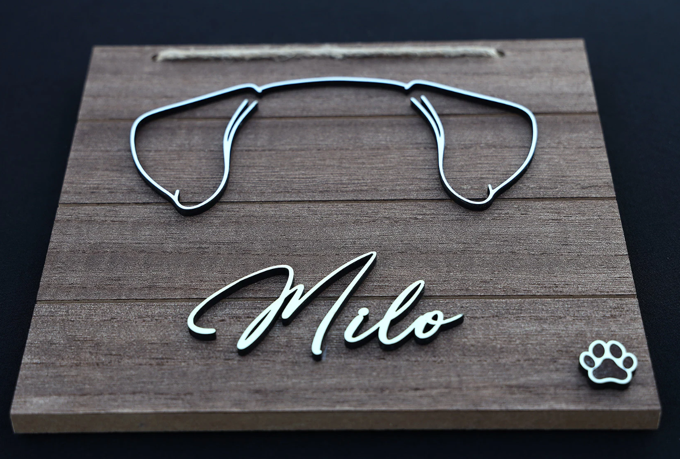 Personalized Decorative Dog Ear Name Wooden Sign, 53 Dog Breeds, Gift For Pet Lovers, Custom Dog Gift, Pet Memorial Gif, Next Day Shipping