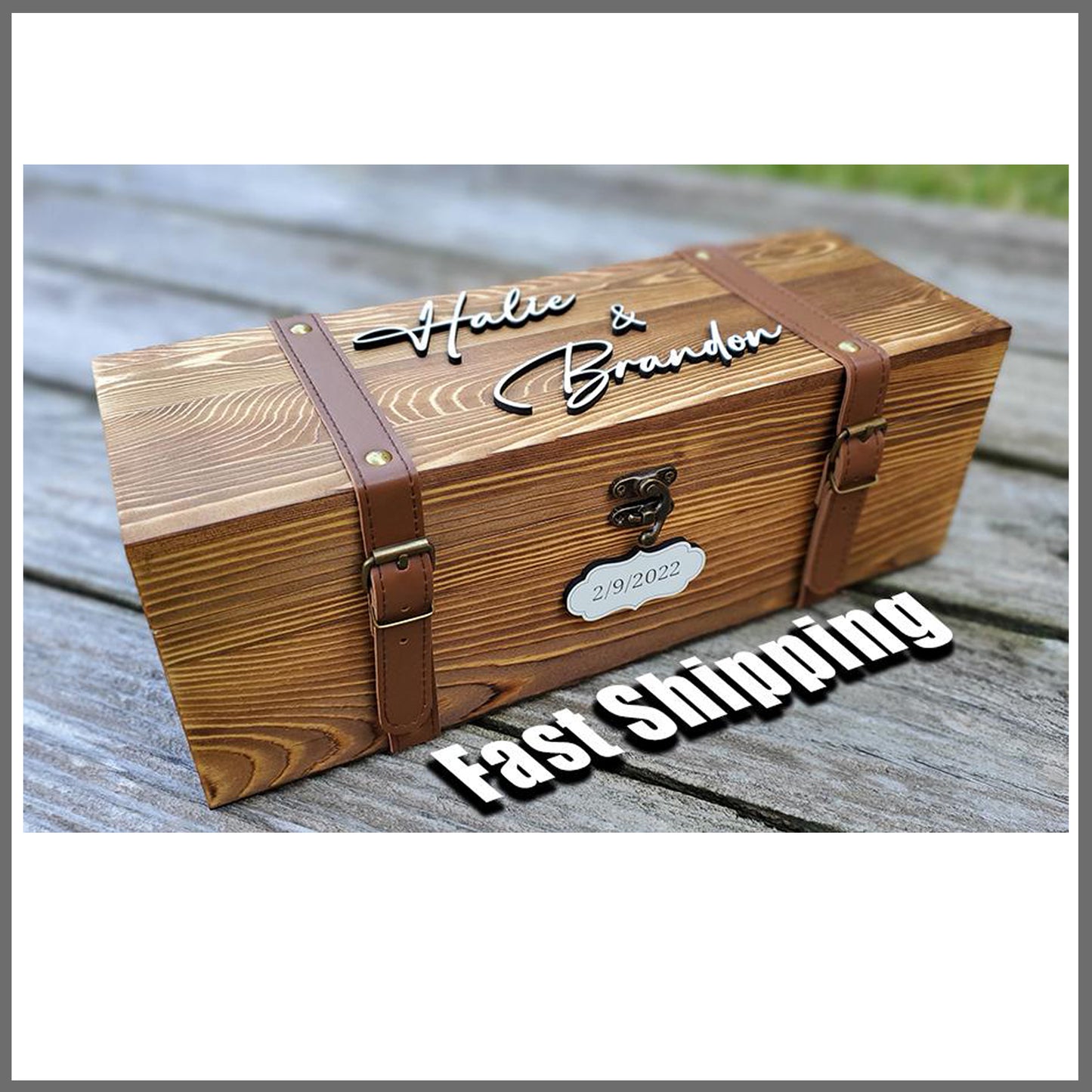 Custom engraved wooden wine box with name, luxury gift for wine lovers