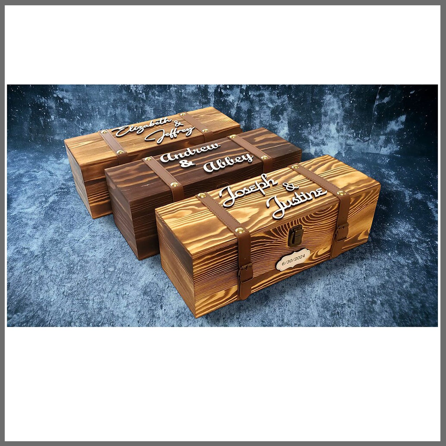 Personalized 3D letters Elegant Vintage Wood Wine Box, Wine Lovers, Wedding, Birthday, Anniversary, Graduation, groomsman Gift, US Seller