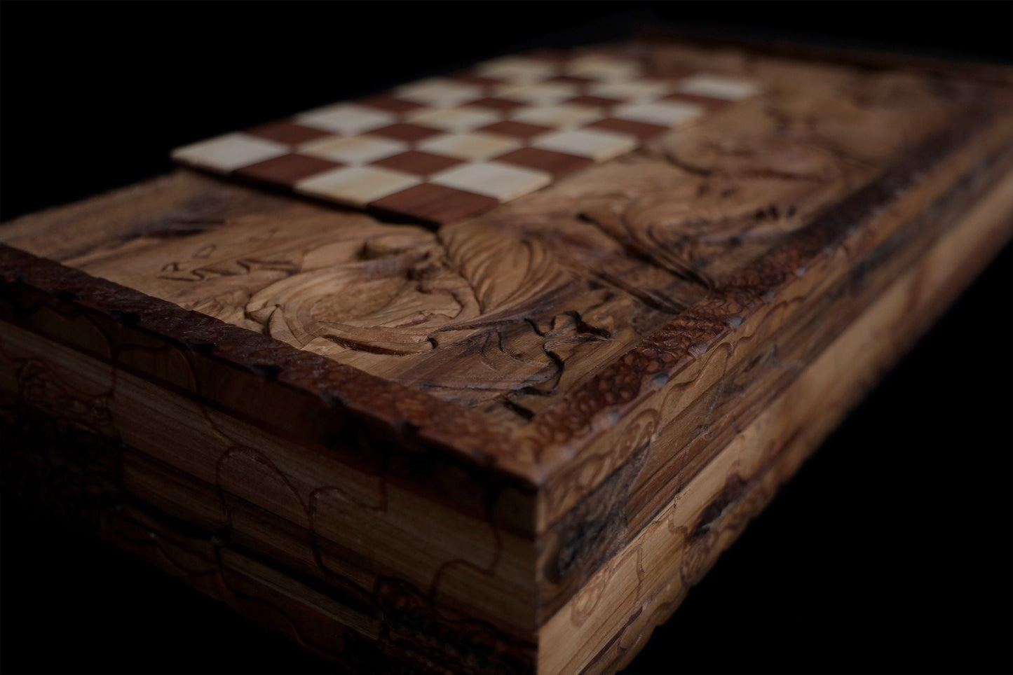 Custom engraved wooden backgammon set with artisan craftsmanship