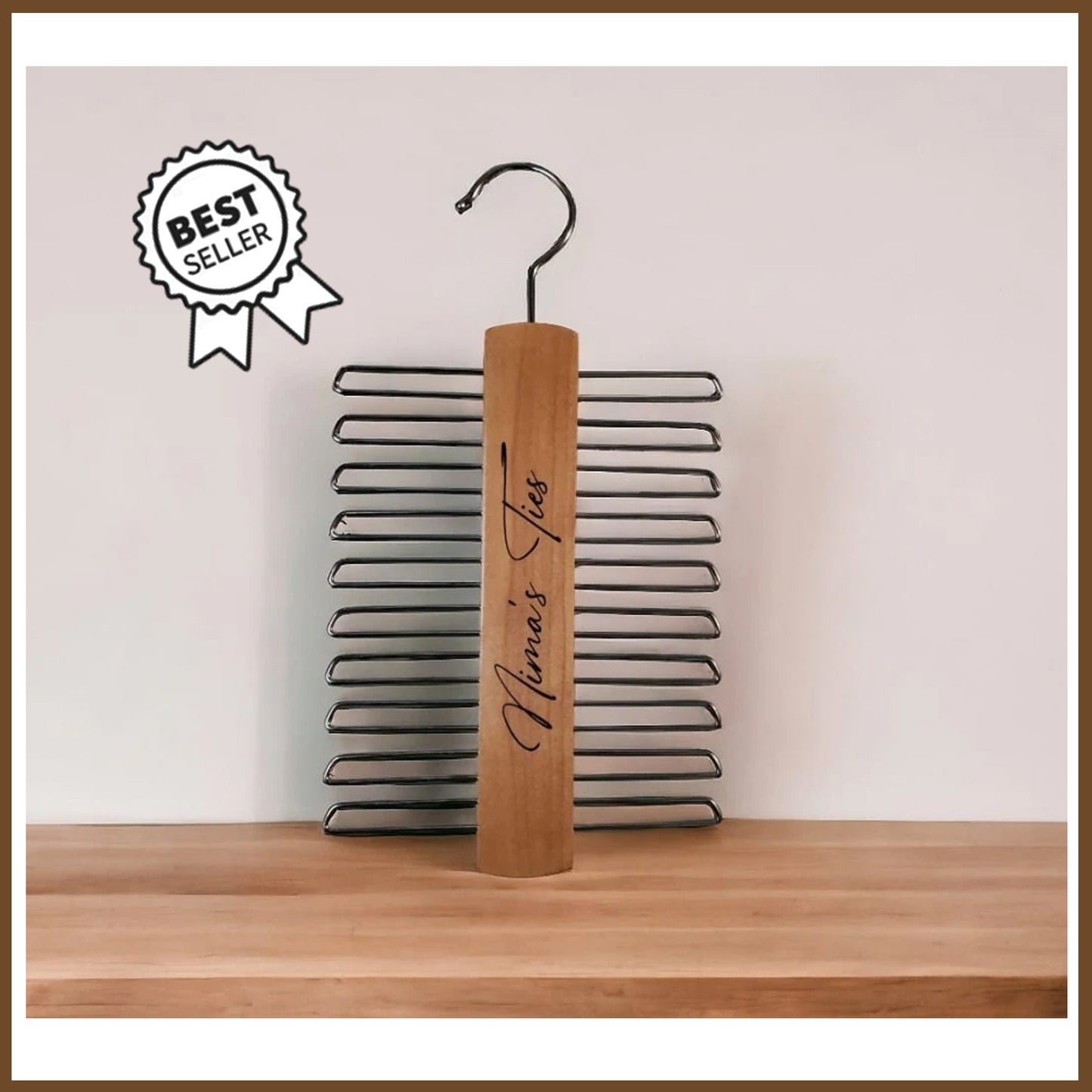 custom personalized tie hanger belt hanger, christmas gift tie hanger, wood chrome metal tie hanger, groomsman gift, father's day, gift for men
