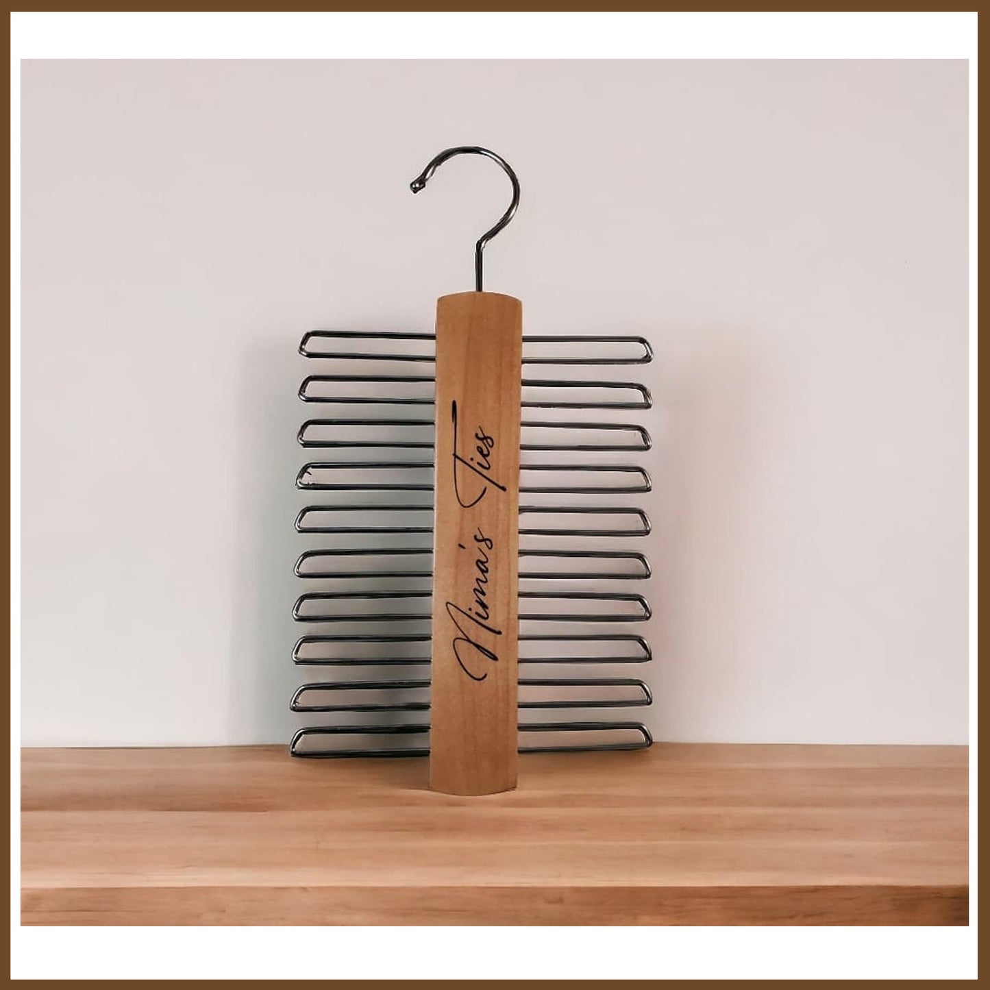 custom personalized tie hanger belt hanger, christmas gift tie hanger, wood chrome metal tie hanger, groomsman gift, father's day, gift for men