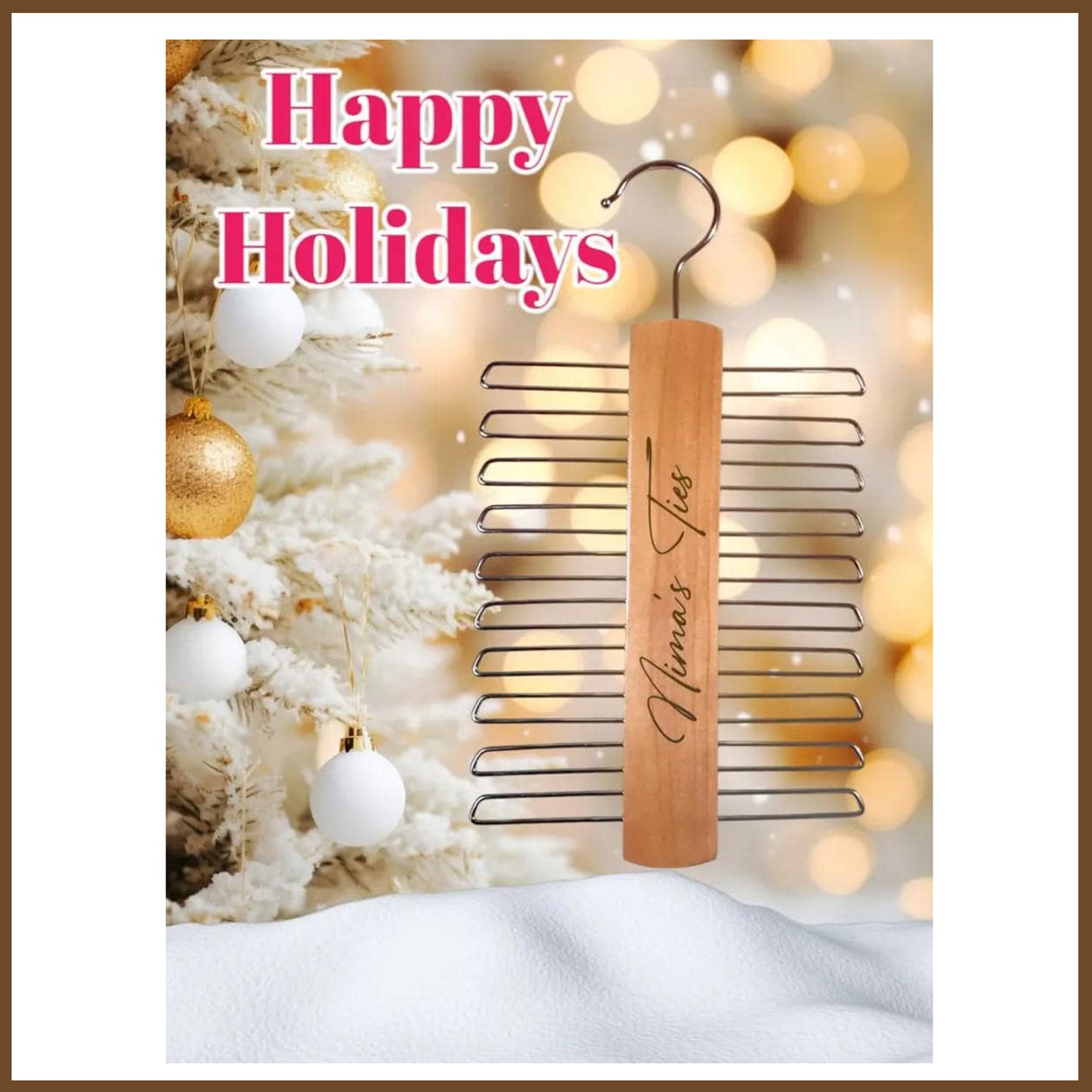 custom personalized tie hanger belt hanger, christmas gift tie hanger, wood chrome metal tie hanger, groomsman gift, father's day, gift for men