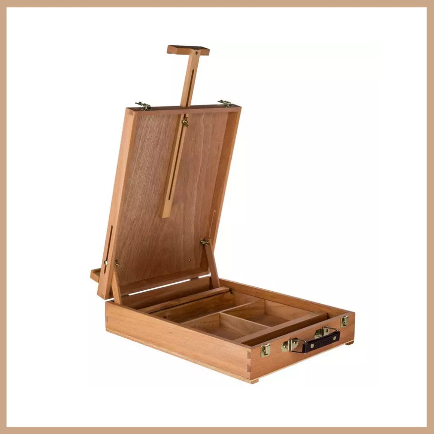 Art supply organizer with foldable easel and custom name for artists