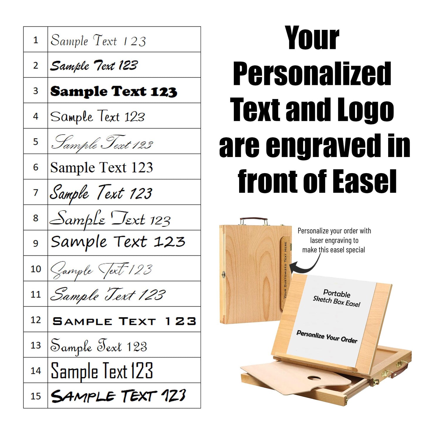 Personalized Portable Beech Art Drawing Painting Supply Table Easel • Customized Name • Birthday • US Seller • Fast Shipping • Easel Gift