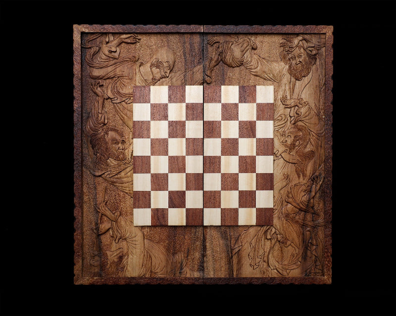 Luxury backgammon set made from high-quality solid wood