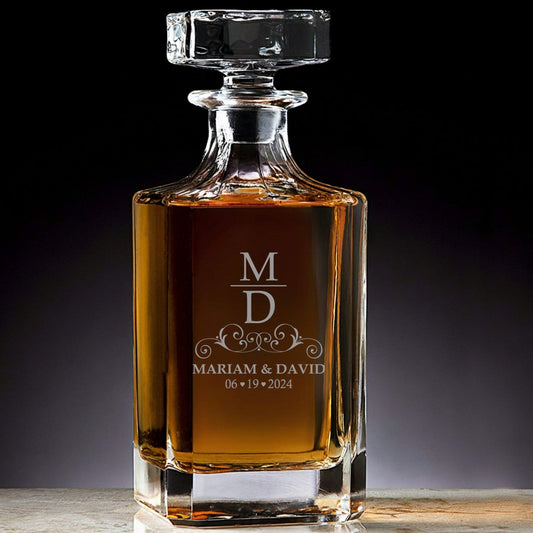 Personalized Whiskey Decanter – Wedding Memory, Groomsmen Gift, Christmas Gift, Wedding Favor, Corporate Logo