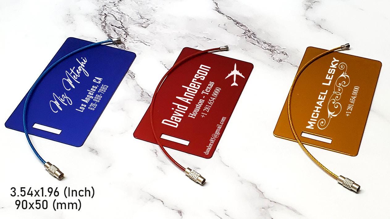 Custom engraved luggage tag with name