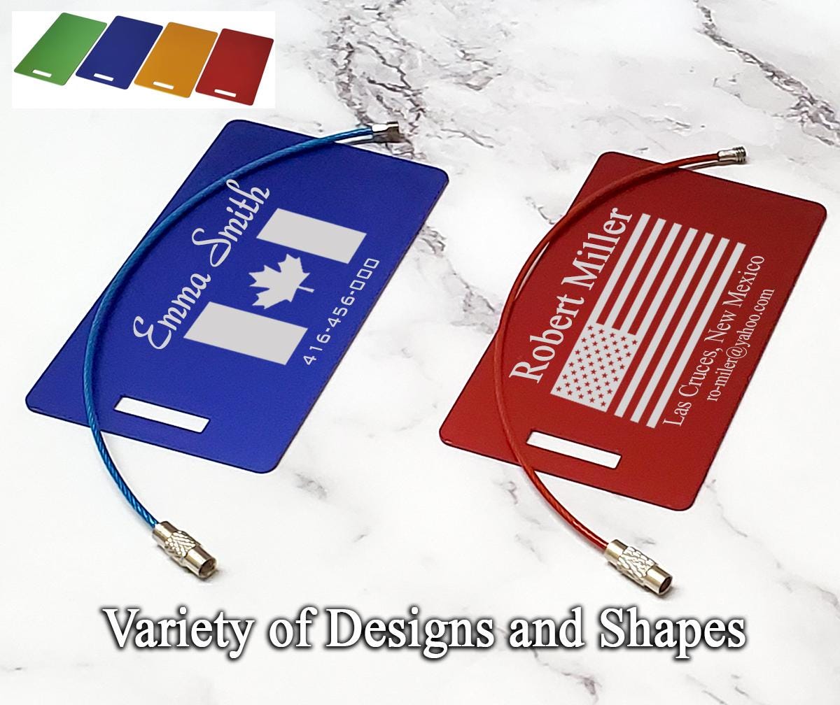Durable metal luggage tag for travel