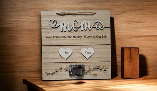 Personalized gift for mom, Mother's Day, Mom appreciation custom sign, Wall music box decor , christmas gift, unique mom dad gift