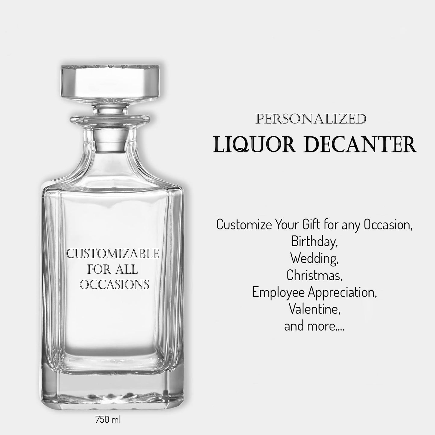 Personalized Whiskey Decanter – Wedding Memory, Groomsmen Gift, Christmas Gift, Wedding Favor, Corporate Logo