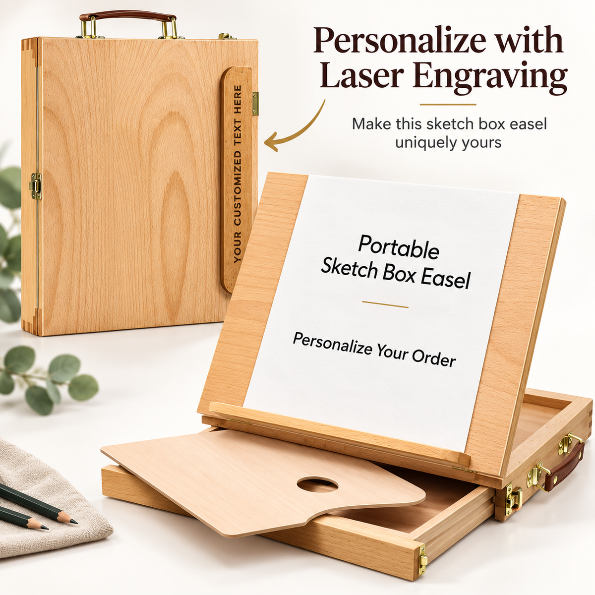 Personalized Portable Beech Art Drawing Painting Supply Table Easel • Customized Name • Birthday • US Seller • Fast Shipping • Easel Gift